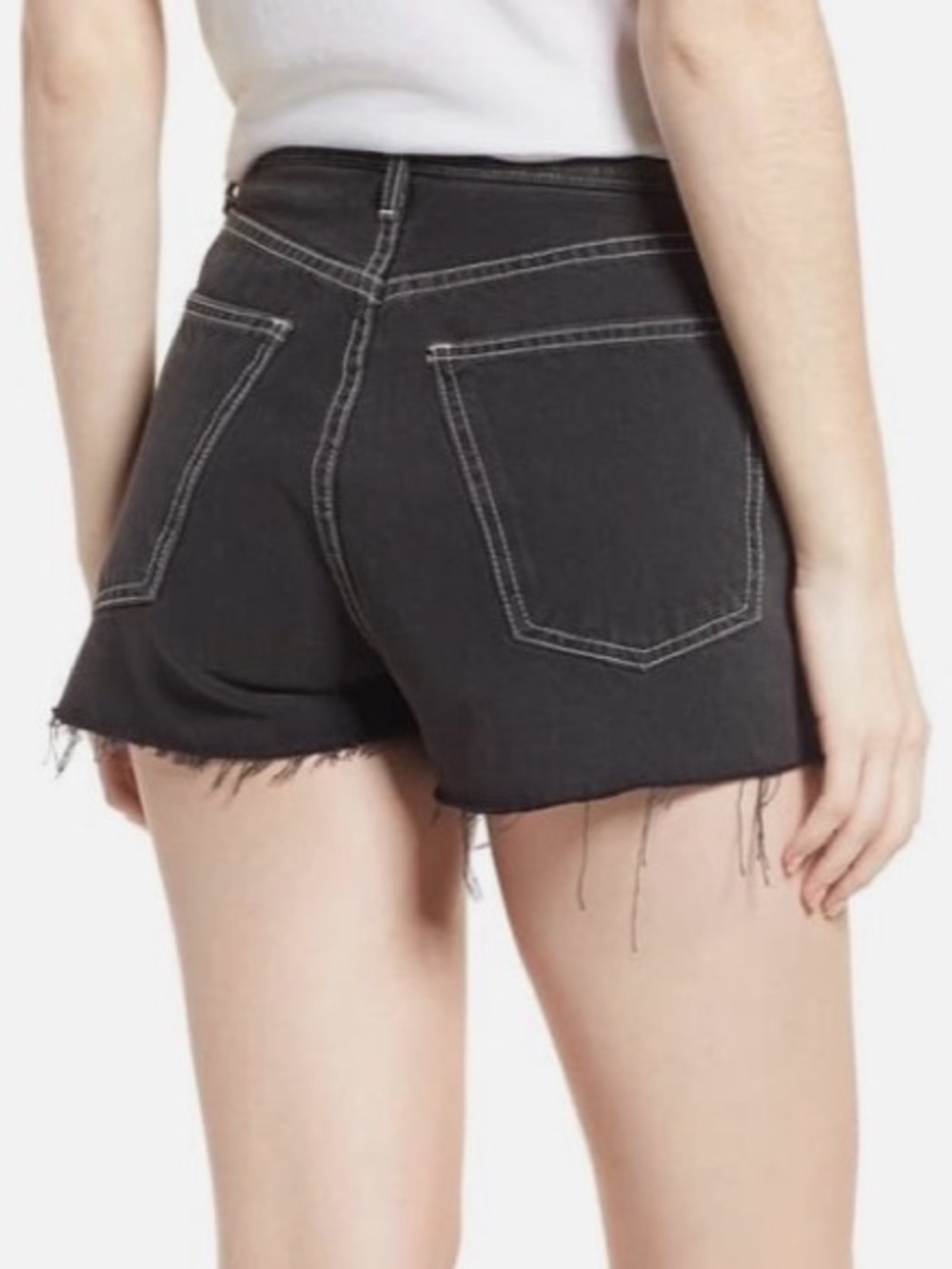 Current/Elliott Washed Black Frayed Denim Cutoff Shorts